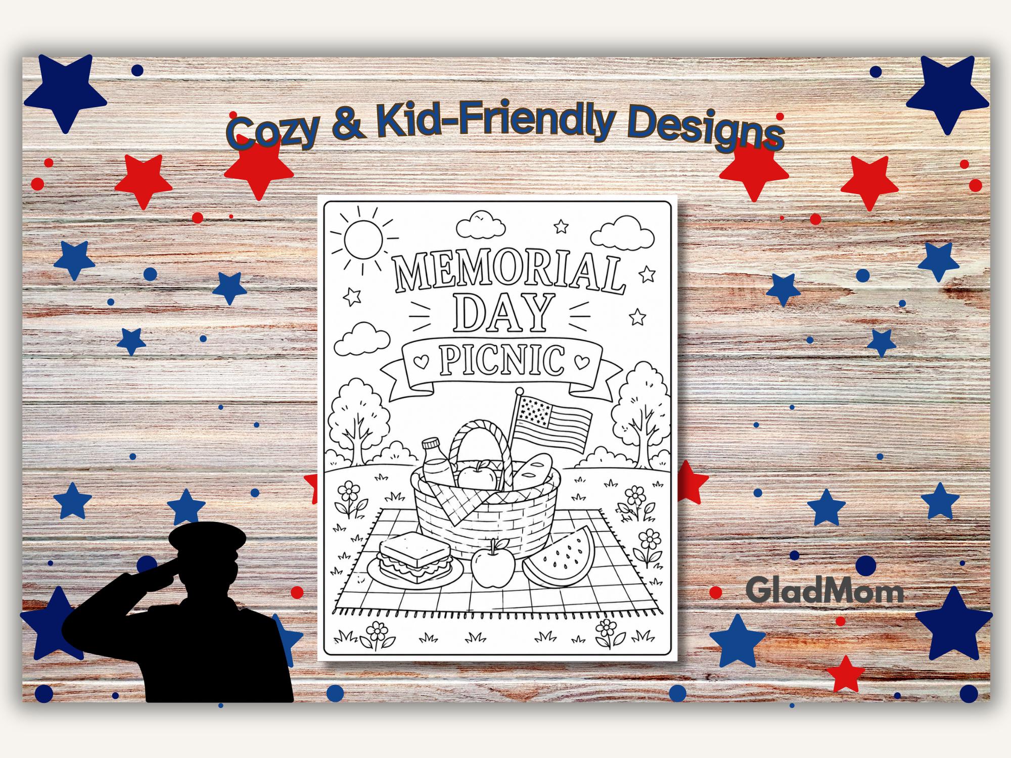Memorial Day Coloring Pages for Kids | Patriotic Printable PDF Activity ...