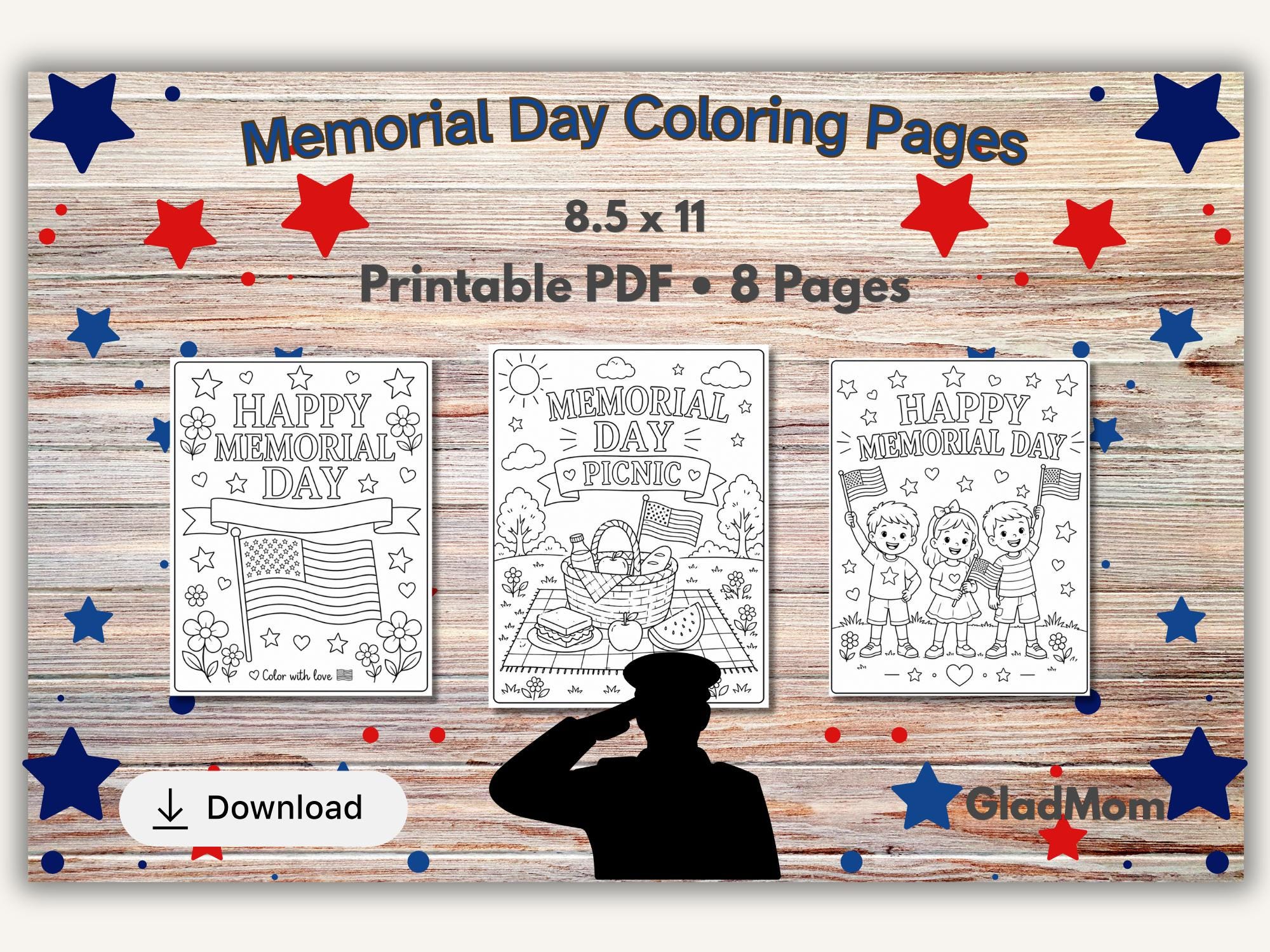Memorial Day Coloring Pages for Kids | Patriotic Printable PDF Activity ...