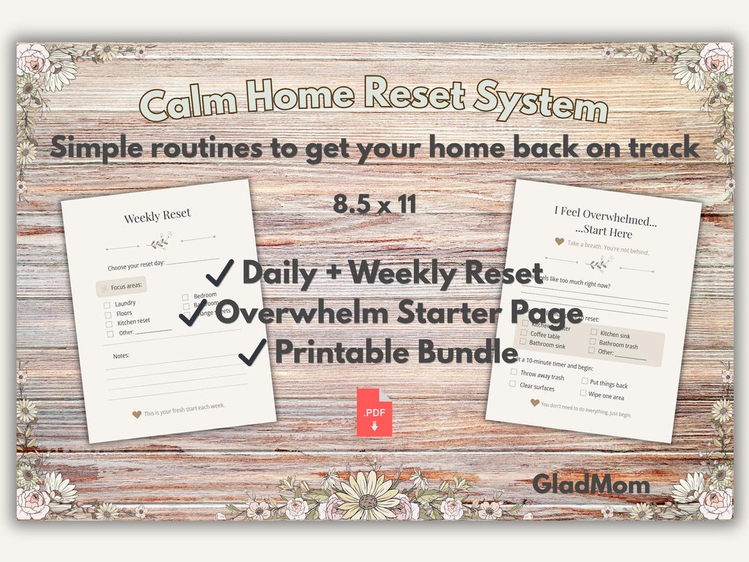 Calm Home Reset System Printable | Daily Weekly Cleaning Routine ...