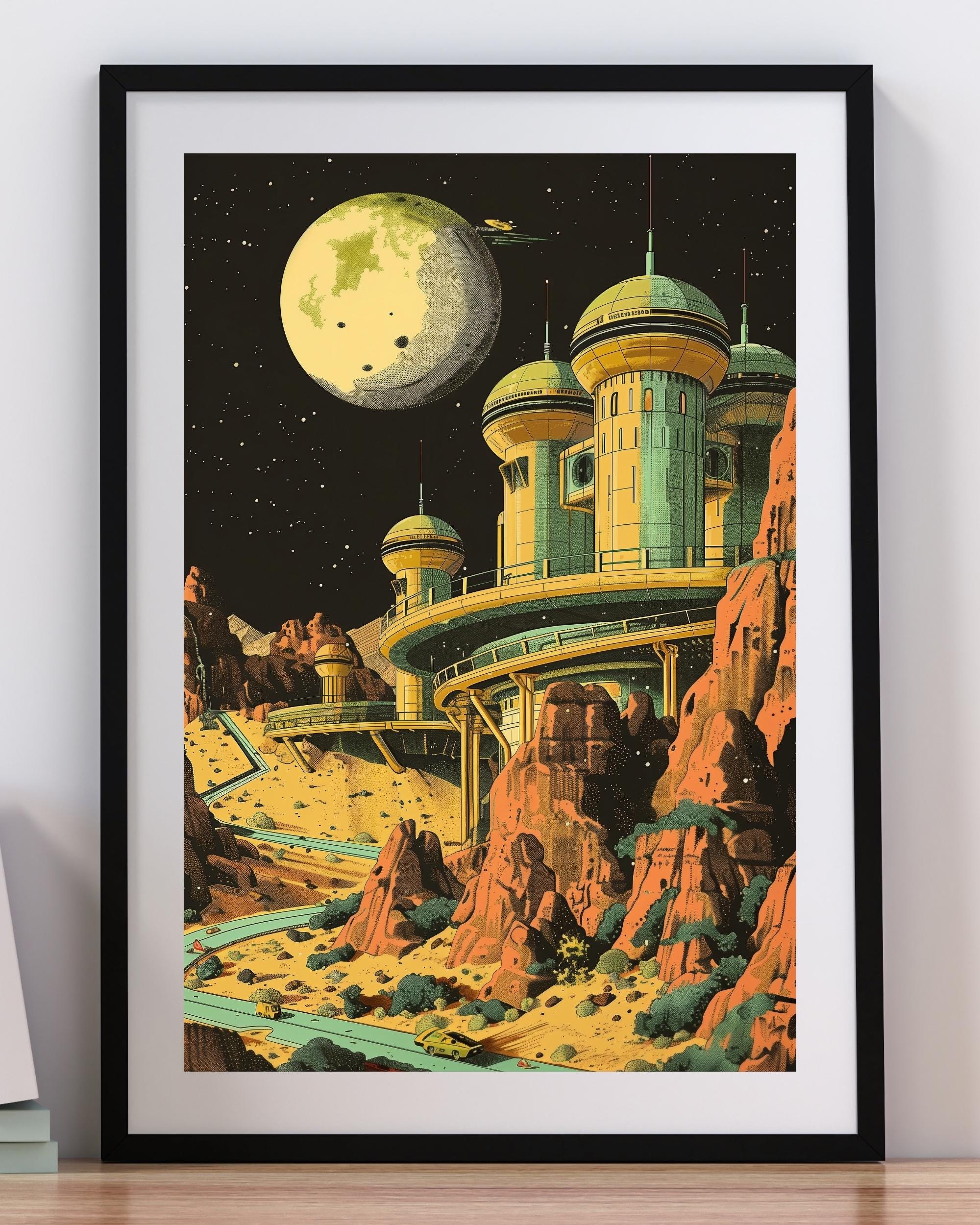 Retro Futurism Mars Poster | Vintage Sci Fi Space Art Print (digital ...