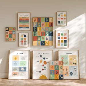 Gallery Wall Set of 10 Educational Prints Bundle,  Montessori Playroom, Kids Learning Poster (Digital)