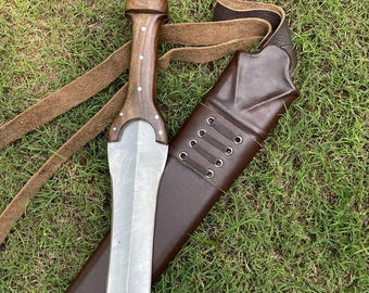 Bronze Age Inspired Decorative Sword Replica | Handcrafted 33” Display Piece with Rosewood Handle & Scabbard | Historical Art