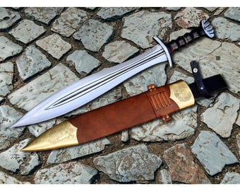 Celtic Leaf Style Decorative Sword, Hand Forged 5160 Steel Full Tang, Medieval Wall Decor, Cosplay Prop, LARP Accessory, Collector Gift