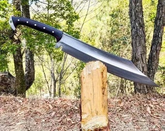 Handmade Carbon Steel Machete with Rosewood Handle, Outdoor Utility Tool, Camping & Garden Use, Full Tang Hand Forged Blade
