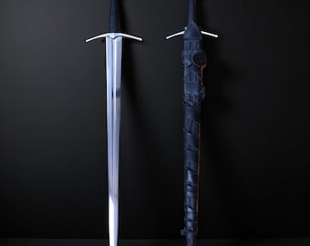 Hand Forged Medieval Style Sword 38" with Scabbard, 5160 Carbon Steel Blade, Leather Wrapped Handle, Viking Inspired Collectible Gift