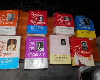 Vintage "The Story of Civilization" Hardcover Book Lot by Will & Ariel Durant (8 Volumes 8 books