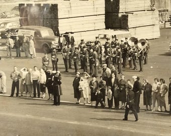 1950New York Dock Farewell Photograph Framed Original Korean War Era Naval departure scene