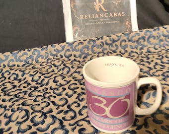 Vintage Enesco 30 Years of Excellence Commemorative Mug Set of 2 • Rare Pastel Purple Corporate Anniversary