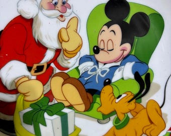 Vintage Disney Christmas Plate 1981 Mickey Mouse Santa Claus Pluto Limited Edition #5815/8500 Made in Japan