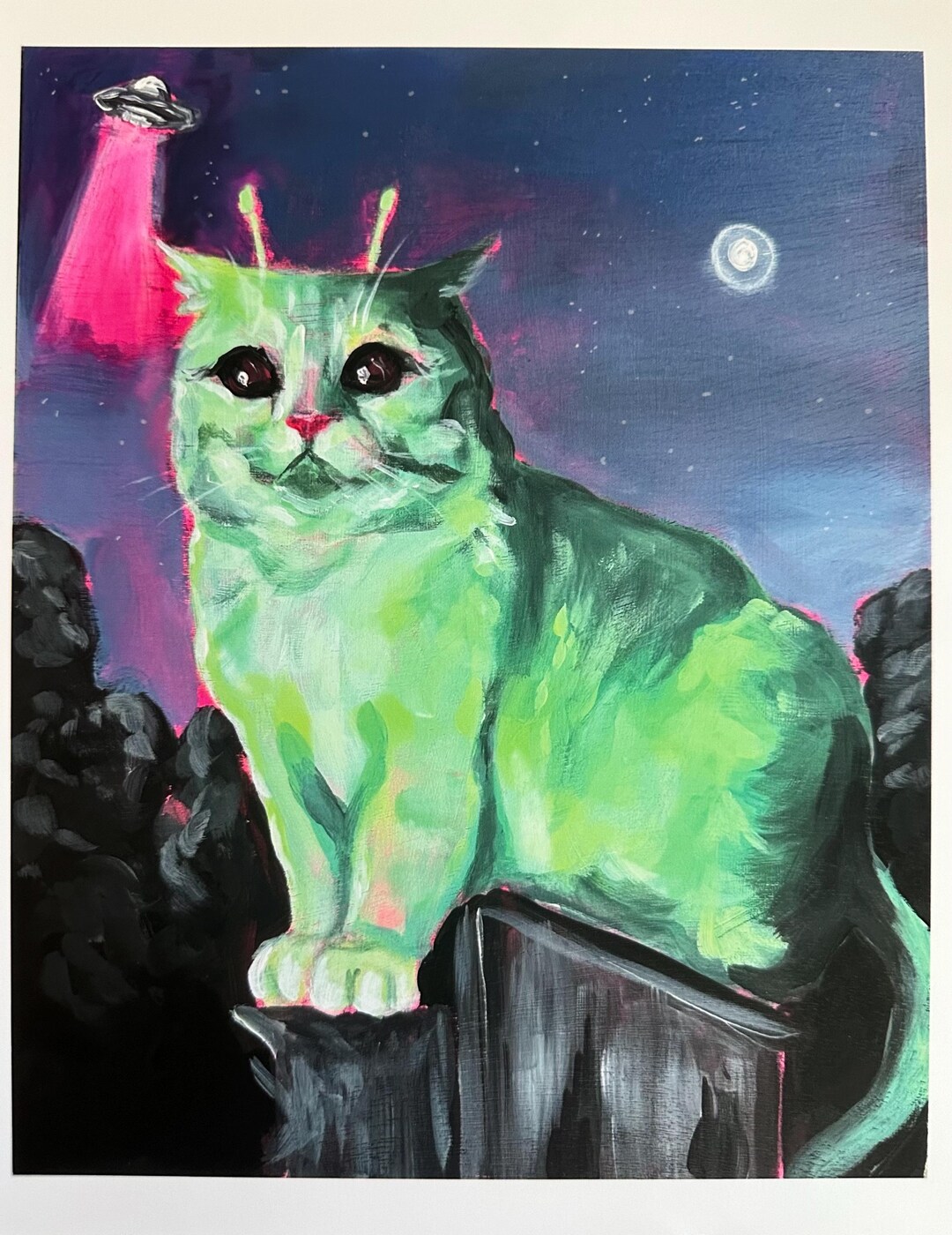 Alien Cat Art Print - Etsy