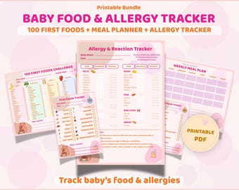 Baby Food & Allergy Tracker Bundle | 100 First Foods, Meal Planner (PDF Download)