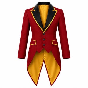 Caine Ringmaster Digital Circus Cosplay Coat, Red & Black Victorian Tailcoat Halloween Coat