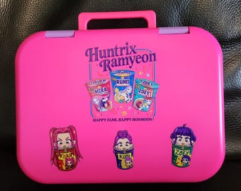 Huntrix lunchbox kpop demon hunters pink bento school lunch box ramyeon