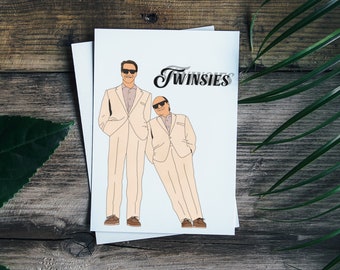 Twins Greeting Card || 80s || Movies || Handmade || Arnold Schwarzenegger || Danny Devito || Comedy || Cult Classic || BFF || Funny