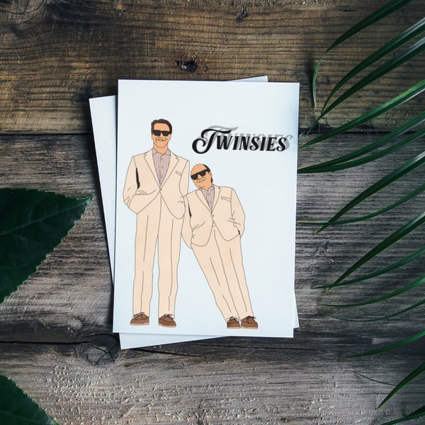 Twins Greeting Card || 80s || Movies || Handmade || Arnold Schwarzenegger || Danny Devito || Comedy || Cult Classic || BFF || Funny