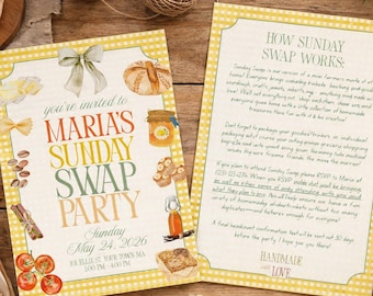 Sunday Swap Invitation | Farmers Market Vibes Party Invite (Editable Canva Template)