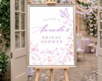 A Lifetime of Butterflies Bridal Shower Welcome Sign | Editable Canva Template