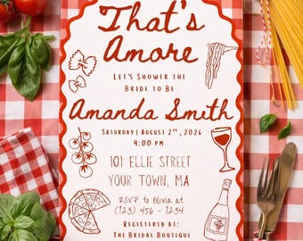 That's Amore Bridal Shower Invitation | 5x7 Editable Canva Template