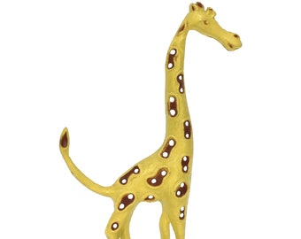 Libby Signed Yellow Painted Metal Giraffe Figural 11-Pair Earring / Jewelry Holder
