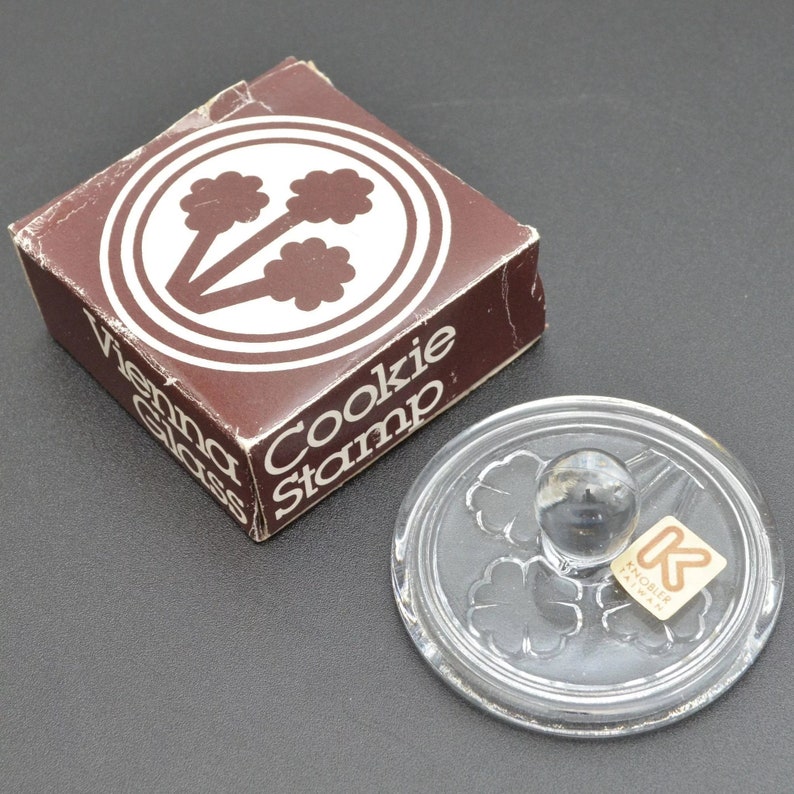 Soap Crafts Stamp in Original Box Vienna Glass Knobler Figural Flower Clear Glass Cookie
