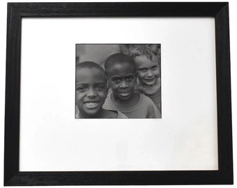 HOPE by W. Koch Original B&W Photograph of 3 Smiling Boys in Wood Frame