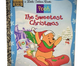 c1996 First Edition Disney Winnie The Pooh "The Sweetest Christmas" Little Golden Book