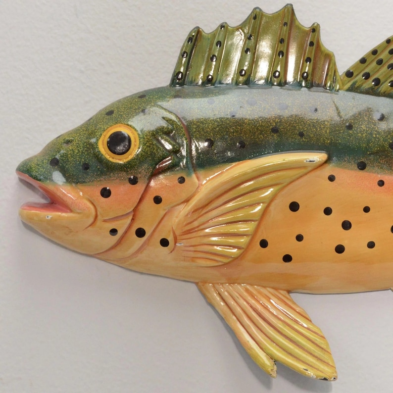 Set of 2 Cool Colorful Paper Mache Fish Wall Hanging Decor Etsy