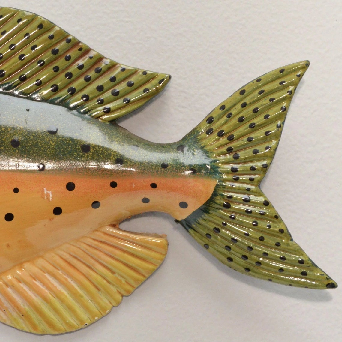 Set of 2 Cool Colorful Paper Mache Fish Wall Hanging Decor Etsy