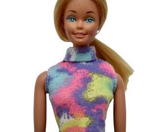 Vintage 1980s Barbie Doll Fashions Colorful Psychedelic Sleeveless Tunic Shirt