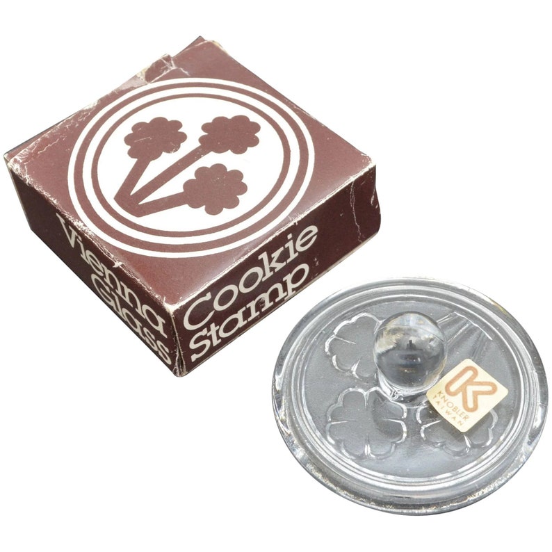 Soap Crafts Stamp in Original Box Vienna Glass Knobler Figural Flower Clear Glass Cookie