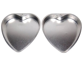 Set of 2 West Germany Aluminum Heart Shaped Cake Pans