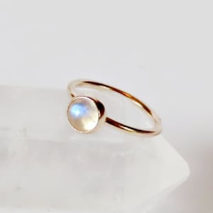 moonstone nose ring gold filled, small nose hoop in 22 gauge, 20 gauge, 18 gauge, crystal nose ring in 6mm, 7mm, 8mm, 9mm, 10mm image 1