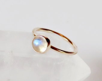 moonstone nose ring gold filled, small nose hoop in 22 gauge, 20 gauge, 18 gauge, crystal nose ring in 6mm, 7mm, 8mm, 9mm, 10mm