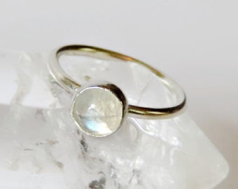 moonstone nose ring, sterling silver nose hoop ring, dainty nose ring, tiny nose ring, 20 gauge nose ring, 22 gauge nose ring, 6mm 8mm 10mm