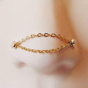 double nose chain 14k gold filled, double piercing chain connector, 2 dainty gold filled chains in preset or custom sizes, 2cm, 3cm, 4cm, 5c
