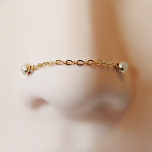 nose chain 14k gold filled, custom size chain to connect double nose piercings, dainty chain nose piercing connector, 2cm, 3cm, 4cm, 5cm