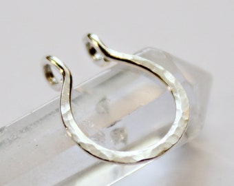 Fake septum ring, faux nose ring, sterling silver clip on septum hoop, fake septum jewelry, no piercing required septum, fake nose hoop