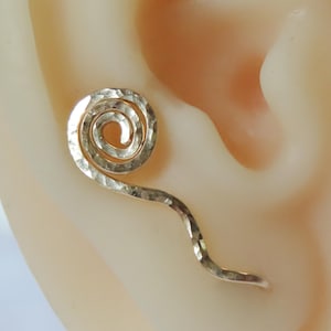 Spiral ear climber earrings in gold filled, ear crawlers, gold ear cuff earrings, single or pair ear climber available in sterling silver