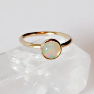 opal nose hoop gold filled, small nose ring in 22 gauge, 20 gauge, 18 gauge, gemstone crystal nose ring in 6mm, 7mm, 8mm, 9mm, 10