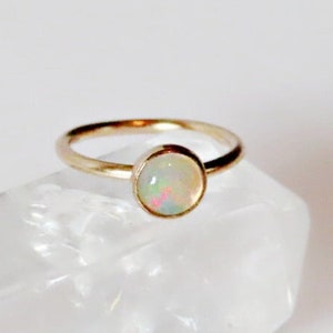 opal helix ring gold filled, small cartilage ring in 22 gauge, 20 gauge, 18 gauge, 16 gauge, crystal cartilage ring in 6mm, 7mm, 8mm