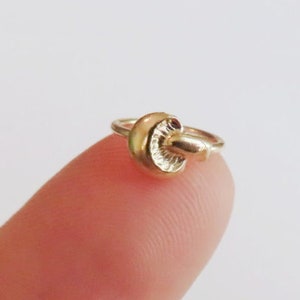 mushroom nose ring, gold filled nose hoop, small nose hoop, dainty nose ring, tiny nose ring, 6mm nose hoop, 20 18 16 gauge nose piercing
