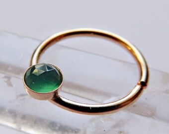 green onyx septum ring gold filled, simple septum hoop, gold septum piercing in 16 gauge, 18 gauge, 20 gauge, septum diameter 8mm, 9mm