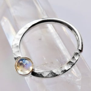 moonstone daith ring, sterling silver daith piercing, daith hoop, moonstone daith jewelry, 18 gauge daith ring, 20 gauge daith ring