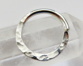 sterling silver septum ring hammered , 8mm sterling silver septum ring, 10mm silver septum ring, 20 18 16 gauge sterling silver septum ring