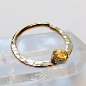 gold citrine septum ring, gold filled hammered septum hoop, 8mm gold septum hoop, 10mm gold septum hoop, 20 gauge opal septum ring, 16 gauge