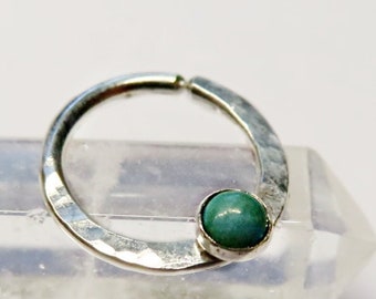 turquoise septum ring, sterling silver septum ring, turquoise nose ring, 20 gauge turquoise septum ring, 18 gauge sterling silver septum rin