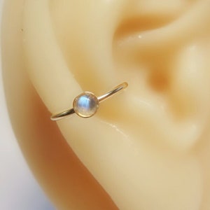 moonstone conch hoop gold filled, conch ring in 16 gauge, 18 gauge, 20 gauge, 22 gauge, moon conch piercing in 8mm, 9mm, 10mm, 12mm