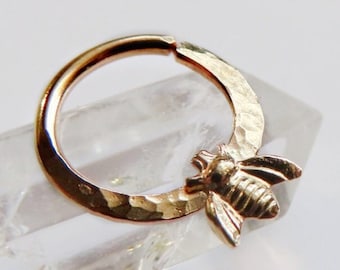 bee septum ring, gold filled septum ring, bee septum jewelry, bee septum piercing, honey bee nose ring, bee nose jewelry, bumble bee septum