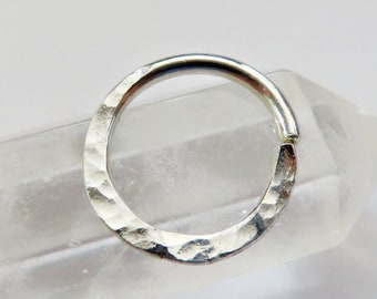 sterling silver daith ring hammered, 8mm silver daith ring, 10mm sterling silver cartilage ring, 18 gauge sterling silver daith ring