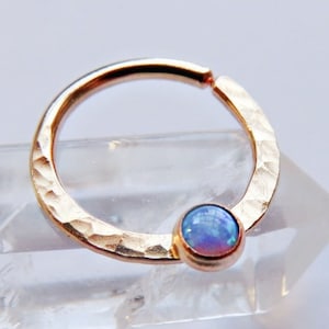blue opal septum ring, gold filled septum ring, 8mm gold septum ring, 10mm gold septum ring, 20 gauge opal septum ring, gold opal septum